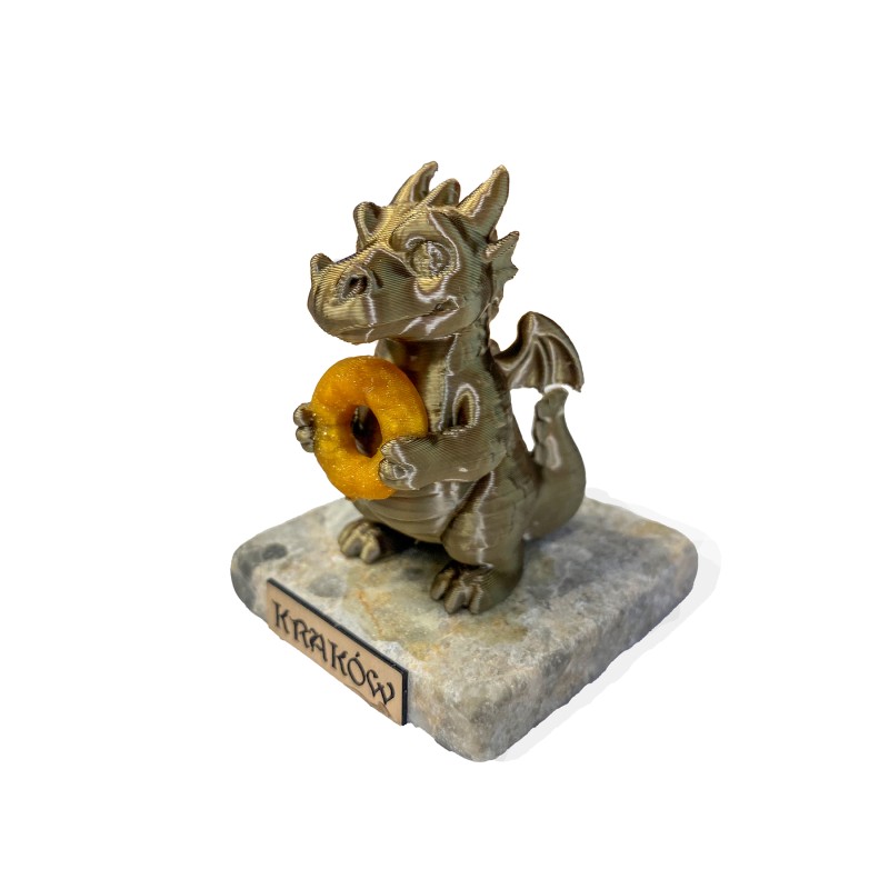 Figurka Smok z Obwarzankiem Krakowskim na Kamieniu