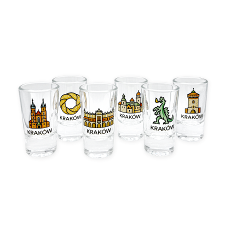 Kieliszki Szklane Kraków Symbole 6 szt.