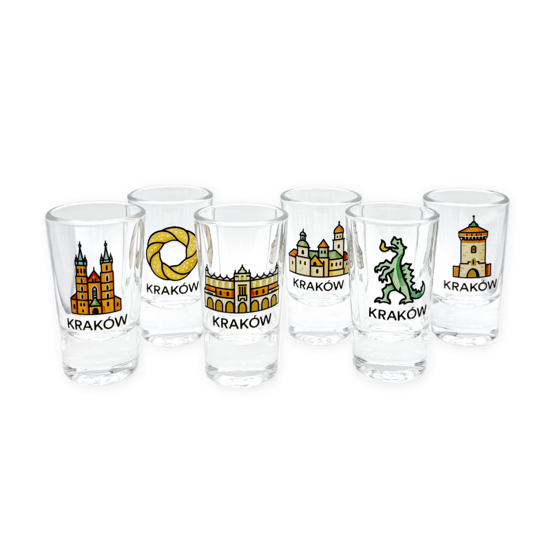 Kieliszki Szklane Kraków Symbole 6 szt.
