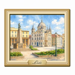 Magnes Ramka Akwarela Łódź Plac Wolności